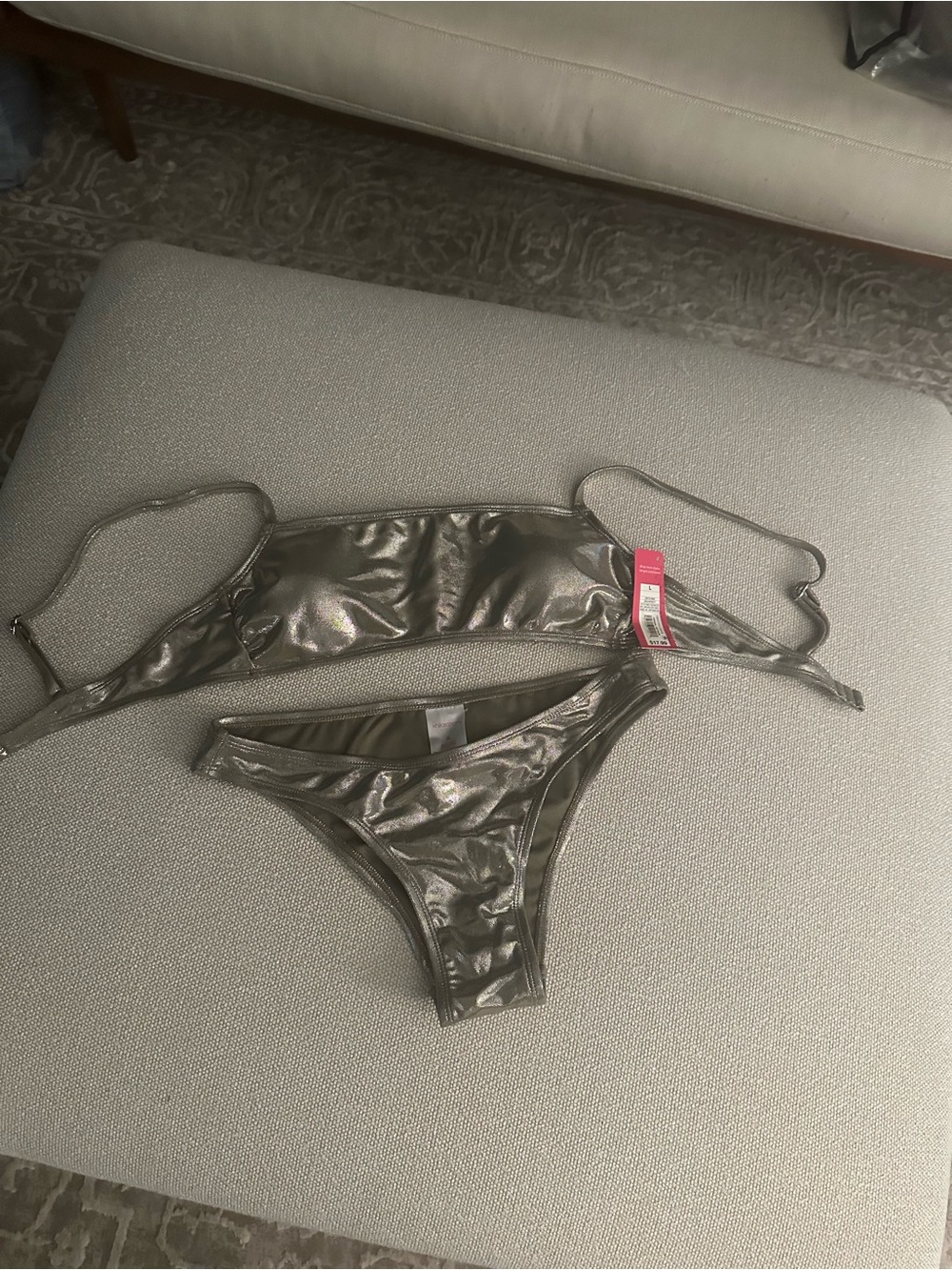 Xhilaration Metallic Olive Green Bikini Set